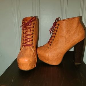 Orange heel booties